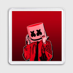 Магнит 55*55 с принтом MARSHMELLO в Ухте, Пластик | Размер: 65*65 мм; Размер печати: 55*55 мм | fortnite | marshmallo | marshmallow | marshmello | marshmellow | маршмелло | маршмеллоу | розы | фортнайт