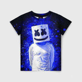 Детская футболка 3D с принтом MARSHMELLO в Ухте, 100% гипоаллергенный полиэфир | прямой крой, круглый вырез горловины, длина до линии бедер, чуть спущенное плечо, ткань немного тянется | fortnite | marshmallo | marshmallow | marshmello | marshmellow | маршмелло | маршмеллоу | розы | фортнайт