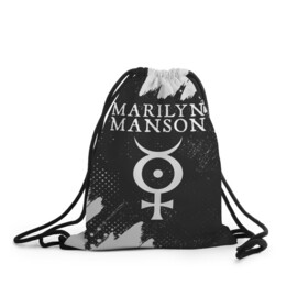 Рюкзак-мешок 3D с принтом MARILYN MANSON / М. МЭНСОН в Ухте, 100% полиэстер | плотность ткани — 200 г/м2, размер — 35 х 45 см; лямки — толстые шнурки, застежка на шнуровке, без карманов и подкладки | Тематика изображения на принте: logo | manson | marilyn | music | rock | группа | лого | логотип | логотипы | менсон | мерилин | мерлин | музыка | мэнсон | мэрилин | рок | символ