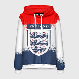 Мужская толстовка 3D с принтом СБОРНАЯ АНГЛИИ в Ухте, 100% полиэстер | двухслойный капюшон со шнурком для регулировки, мягкие манжеты на рукавах и по низу толстовки, спереди карман-кенгуру с мягким внутренним слоем. | Тематика изображения на принте: 