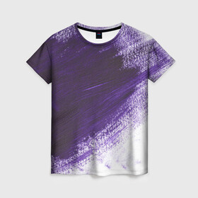 Женская футболка 3D с принтом ФИОЛЕТОВАЯ КРАСКА  в Ухте, 100% полиэфир ( синтетическое хлопкоподобное полотно) | прямой крой, круглый вырез горловины, длина до линии бедер | акварель | брызги | брызги красок | кляксы | краска | мазки | масляная краска | неон | неоновая | подтеки | пятна | разводы | разноцветный