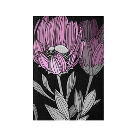 Обложка для паспорта матовая кожа с принтом Цветы в рамке в Ухте, натуральная матовая кожа | размер 19,3 х 13,7 см; прозрачные пластиковые крепления | графика | линии | рамка | растение | ртуть | цветы