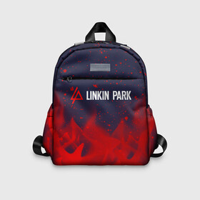 Детский рюкзак 3D с принтом LINKIN PARK   ЛИНКИН ПАРК в Ухте, 100% полиэстер | лямки с регулируемой длиной, сверху петелька, чтобы рюкзак можно было повесить на вешалку. Основное отделение закрывается на молнию, как и внешний карман. Внутри дополнительный карман. По бокам два дополнительных кармашка | linkin | linkinpark | logo | lp | music | park | rock | линкин | линкинпарк | лого | логотип | логотипы | лп | музыка | парк | рок | символ