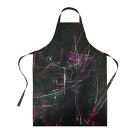 Фартук 3D с принтом Doter в Ухте, 100% полиэстер | общий размер — 65 х 85 см, ширина нагрудника — 26 см, горловина — 53 см, длина завязок — 54 см, общий обхват в поясе — 173 см. Принт на завязках и на горловине наносится с двух сторон, на основной части фартука — только с внешней стороны | abstraction | lines | paint | spots | stains | абстракция | краска | линии | пятна | разводы