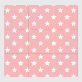 Магнитный плакат 3Х3 Звёзды: в Ухте, Полимерный материал с магнитным слоем | 9 деталей размером 9*9 см | арт | белый | звезда | звездопад | звёзды | рисунок | розовый