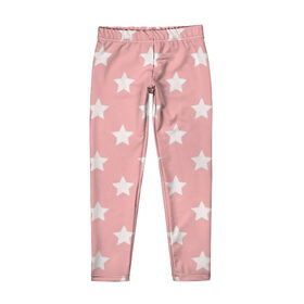 Детские леггинсы 3D с принтом Звёзды в Ухте, полиэстер 85%, спандекс 15% | эластичный пояс, зауженный крой | арт | белый | звезда | звездопад | звёзды | рисунок | розовый