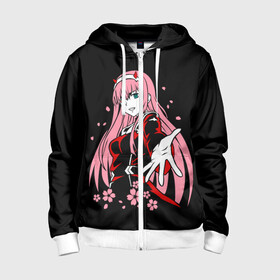 Детская толстовка 3D на молнии с принтом ZeroTwo (Darling in the Franx) в Ухте, 100% полиэстер |  манжеты и пояс оформлены широкой мягкой резинкой, двухслойный капюшон со шнурком для регулировки, спереди карманы и застежка-молния
 | 002 | 02 | ahegao | anime | darling | franx | franxx | girl | girls | in | senpai | the | two | waifu | zero | zerotwo | аниме | ахегао | вайфу | девушка | семпай | сенпай | тян
