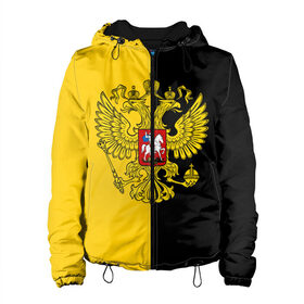 Женская куртка 3D с принтом Российская Империя в Ухте, ткань верха — 100% полиэстер, подклад — флис | прямой крой, подол и капюшон оформлены резинкой с фиксаторами, два кармана без застежек по бокам, один большой потайной карман на груди. Карман на груди застегивается на липучку | russia | герб | империя | имперский | патриот | патриотизм | российская | россия | русский | страны | флаг | я русский