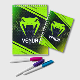 Блокнот с принтом VENUM / ВЕНУМ в Ухте, 100% бумага | 48 листов, плотность листов — 60 г/м2, плотность картонной обложки — 250 г/м2. Листы скреплены удобной пружинной спиралью. Цвет линий — светло-серый
 | Тематика изображения на принте: dtyev | dtyfv | dtyjv | elite | mma | sport | ufc | venam | venom | venum | боевые | бойцовская | бойцовские | бойцовский | бокс | венам | веном | венум | единоборства | искусства | мма | мутгь | муьщт | спорт | спортивная