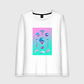Женский лонгслив хлопок с принтом Vaporwave 2020 в Ухте, 100% хлопок |  | aesthetic | electronica | music | лаунж | музыка | поп | скульптура