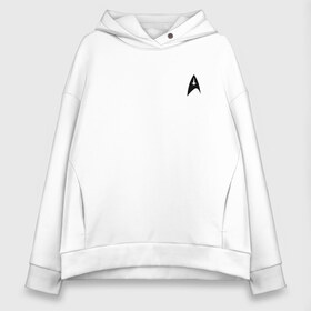 Женское худи Oversize хлопок с принтом Звездный путь (+спина) (Z) в Ухте, френч-терри — 70% хлопок, 30% полиэстер. Мягкий теплый начес внутри —100% хлопок | боковые карманы, эластичные манжеты и нижняя кромка, капюшон на магнитной кнопке | lower decks | star trek | star trek lower decks | джек рэнсом | звездный путь | лейтенант шаз | телесериал | шаз | энсин беккет | энсин брэд | энсин тэнди