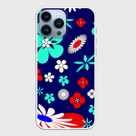 Чехол для iPhone 13 Pro Max с принтом Lorri в Ухте,  |  | blue | flowers | leaves | patterns | summer | texture | летний | листки | синий | текстура | узоры | цветы