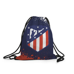 Рюкзак-мешок 3D с принтом ATLETICO MADRID / Атлетико в Ухте, 100% полиэстер | плотность ткани — 200 г/м2, размер — 35 х 45 см; лямки — толстые шнурки, застежка на шнуровке, без карманов и подкладки | Тематика изображения на принте: atletico | club | footbal | logo | madrid | атлетико | знак | клуб | логотип | логотипы | мадрид | символ | символы | форма | футбол | футбольная | футбольный