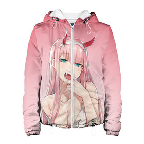 Женская куртка 3D с принтом ZeroTwo (Darling in the Franx) в Ухте, ткань верха — 100% полиэстер, подклад — флис | прямой крой, подол и капюшон оформлены резинкой с фиксаторами, два кармана без застежек по бокам, один большой потайной карман на груди. Карман на груди застегивается на липучку | 002 | 02 | ahegao | anime | darling | franx | franxx | girl | girls | in | senpai | the | two | waifu | zero | zerotwo | аниме | ахегао | вайфу | девушка | семпай | сенпай | тян