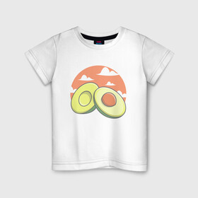 Детская футболка хлопок с принтом Avocado в Ухте, 100% хлопок | круглый вырез горловины, полуприлегающий силуэт, длина до линии бедер | Тематика изображения на принте: avocado | avokado | kawai | kawaii | авакадо | авокадо | каваи | кавай | кавайи | кавайный | милые создания | мимими | мимишный | облака | облако | овокадо | персея | растения | рисунок | фрукт | фрукты