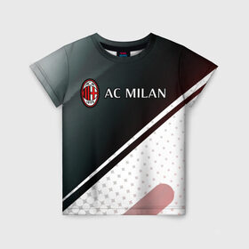 Детская футболка 3D с принтом AC MILAN / МИЛАН в Ухте, 100% гипоаллергенный полиэфир | прямой крой, круглый вырез горловины, длина до линии бедер, чуть спущенное плечо, ткань немного тянется | ac | ac milan | acm | football | logo | milan | sport | клуб | лого | логотип | логотипы | милан | символ | символы | спорт | форма | футбол | футбольная | футбольный