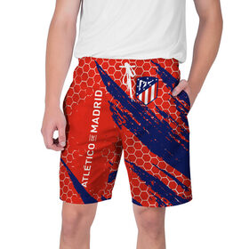 Мужские шорты 3D с принтом ATLETICO MADRID. в Ухте,  полиэстер 100% | прямой крой, два кармана без застежек по бокам. Мягкая трикотажная резинка на поясе, внутри которой широкие завязки. Длина чуть выше колен | 