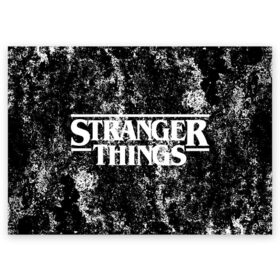 Поздравительная открытка с принтом Stranger Things. в Ухте, 100% бумага | плотность бумаги 280 г/м2, матовая, на обратной стороне линовка и место для марки
 | normal people scare me | stranger things | детектив | драма | кино | очень странные дела | сериалы | странгер тхингс | триллер | уилл | фантастика | фильмы | хоукинс