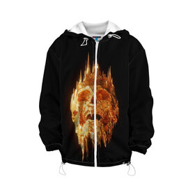 Детская куртка 3D Golden Skull: в Ухте, 100% полиэстер | застежка — молния, подол и капюшон оформлены резинкой с фиксаторами, по бокам — два кармана без застежек, один потайной карман на груди, плотность верхнего слоя — 90 г/м2; плотность флисового подклада — 260 г/м2 | cool | cyborg | decoration | fashion | fear | ghost | haloween | head | horror | robot | skeleton | skull | technology | голова | киборг | круто | мода | призрак | робот | скелет | технологии | ужас | украшение | хеллоуин | череп