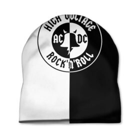 Шапка 3D с принтом AC/DC в Ухте, 100% полиэстер | универсальный размер, печать по всей поверхности изделия | ac dc | ac dc лого | hell bell | hells bells | hich voltage | hich voltage ac dc | high voltage | jingle hells bells | rock | альбом backtracks | ас дс | логотип ac dc | рок | эйси диси