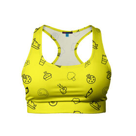 Женский спортивный топ 3D Мастер кулинарии: в Ухте, 82% полиэстер, 18% спандекс Ткань безопасна для здоровья, позволяет коже дышать, не мнется и не растягивается |  | cooking | броколе | вектор | кофе | кулинария | мороженое | сыр