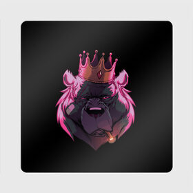 Магнит виниловый Квадрат с принтом Царь Михаил в Ухте, полимерный материал с магнитным слоем | размер 9*9 см, закругленные углы | медведь | медведь в короне | медвежья голова | царь зверей.