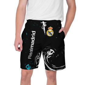 Мужские шорты 3D с принтом REAL MADRID. в Ухте,  полиэстер 100% | прямой крой, два кармана без застежек по бокам. Мягкая трикотажная резинка на поясе, внутри которой широкие завязки. Длина чуть выше колен | Тематика изображения на принте: fc | football | football club | real madrid | sport | реал мадрид | спорт | спортивные | униформа | фирменные цвета | фк | футбол | футбольный клуб