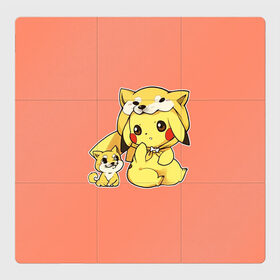 Магнитный плакат 3Х3 с принтом Pikachu Pika Pika в Ухте, Полимерный материал с магнитным слоем | 9 деталей размером 9*9 см | pika | pikachu | аниме | детская | детям | игры | молния | мышка | мышь | пика | пикачу | покемон | покемоны