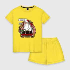 Женская пижама с шортиками хлопок с принтом Пощады на Новый Год в Ухте, 100% хлопок | футболка прямого кроя, шорты свободные с широкой мягкой резинкой | 