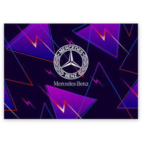 Поздравительная открытка с принтом Mercedes-Benz в Ухте, 100% бумага | плотность бумаги 280 г/м2, матовая, на обратной стороне линовка и место для марки
 | benz | mercedes | mercedes benz | sport | абстракция | бенз | бэнц | линии | лого | логотип | мерс | мерседес | мэрс | мэрседес | спорт