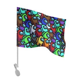 Флаг для автомобиля с принтом Among us в Ухте, 100% полиэстер | Размер: 30*21 см | among us | dead body reported | green | impostor | impostors | red | white | амонг ас | импостер