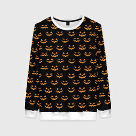 Женский свитшот 3D с принтом Смайлик тыквы в Ухте, 100% полиэстер с мягким внутренним слоем | круглый вырез горловины, мягкая резинка на манжетах и поясе, свободная посадка по фигуре | летучая мышь | праздник | смайлик | тыква | хэллоуин