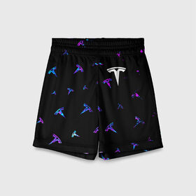 Детские спортивные шорты 3D с принтом TESLA Тесла в Ухте,  100% полиэстер
 | пояс оформлен широкой мягкой резинкой, ткань тянется
 | Тематика изображения на принте: 