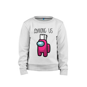 Детский свитшот хлопок с принтом AMONG US в Ухте, 100% хлопок | круглый вырез горловины, эластичные манжеты, пояс и воротник | among us игра | among us на пк | there is 1 impostor | there is impostor among us | предатель среди нас | разноцветные космонавты.