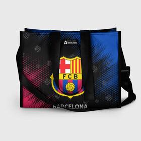 Сумка-шоппер 3D с принтом BARCELONA / БАРСЕЛОНА в Ухте, 100% полиэстер | застегивается на металлическую кнопку; внутренний карман застегивается на молнию. Стенки укреплены специальным мягким материалом, чтобы защитить содержимое от несильных ударов
 | barca | barcelona | barsa | barselona | fcb | logo | messi | барса | барселона | знак | клуб | лого | логотип | логотипы | месси | символ | символы | футбол | футбольная | футбольный