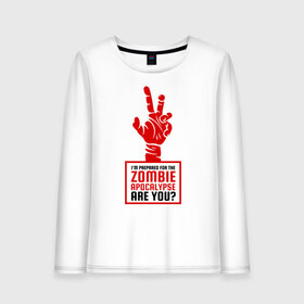 Женский лонгслив хлопок с принтом Zombie apocalypse в Ухте, 100% хлопок |  | 31 октября | halloween | halowen | ведьма | день всех святых | джек | костюм | кровь | лого | монстр | надпись | праздник | приведение | призрак | светильник | символ | страшная | тыква | ужасы | хеллоуин | хеллуин
