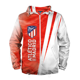 Мужская ветровка 3D с принтом ATLETICO MADRID / Атлетико в Ухте, 100% полиэстер | подол и капюшон оформлены резинкой с фиксаторами, два кармана без застежек по бокам, один потайной карман на груди | 