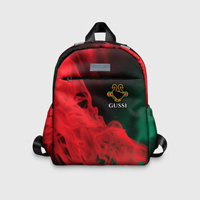 Детский рюкзак 3D с принтом GUSSI   ГУСИ в Ухте, 100% полиэстер | лямки с регулируемой длиной, сверху петелька, чтобы рюкзак можно было повесить на вешалку. Основное отделение закрывается на молнию, как и внешний карман. Внутри дополнительный карман. По бокам два дополнительных кармашка | Тематика изображения на принте: anti | antibrand | brand | fashion | gucci | gusi | gussi | logo | meme | memes | анти | антибренд | бренд | гуси | гуччи | забавные | лого | логотип | мем | мемы | мода | прикол | приколы | прикольные | символ