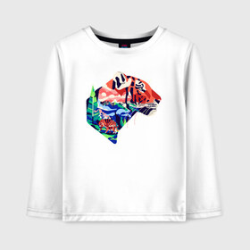 Детский лонгслив хлопок TigerART: в Ухте, 100% хлопок | круглый вырез горловины, полуприлегающий силуэт, длина до линии бедер | арт дизайн | кошки | природа | тигр | хищник | хищные звери