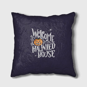 Подушка 3D с принтом Halloween. Haunted house. в Ухте, наволочка – 100% полиэстер, наполнитель – холлофайбер (легкий наполнитель, не вызывает аллергию). | состоит из подушки и наволочки. Наволочка на молнии, легко снимается для стирки | 31 октября | halloween | purple | scary | to the haunted house | welcome | буквы | день всех святых | дом с привидениями | каллиграфия | леттеринг | надпись | октябрь | осень | праздник | привидение | призрак | тыква | ужас