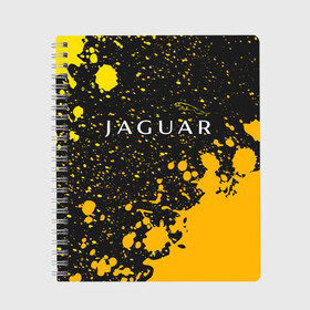 Тетрадь с принтом JAGUAR Ягуар в Ухте, 100% бумага | 48 листов, плотность листов — 60 г/м2, плотность картонной обложки — 250 г/м2. Листы скреплены сбоку удобной пружинной спиралью. Уголки страниц и обложки скругленные. Цвет линий — светло-серый
 | auto | jaguar | logo | moto | symbol | авто | автомобиль | гонки | знак | лого | логотип | логотипы | марка | машина | мото | символ | символы | ягуар