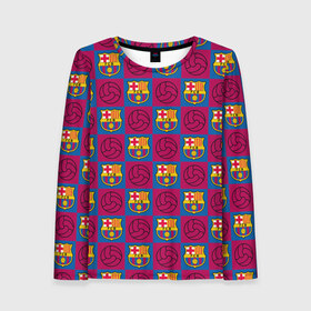 Женский лонгслив 3D с принтом FC BARCELONA в Ухте, 100% полиэстер | длинные рукава, круглый вырез горловины, полуприлегающий силуэт | barselona fc | fifa | lionel messi. | барса | барселона | лионель месси | фифа | фк барселона | футбол