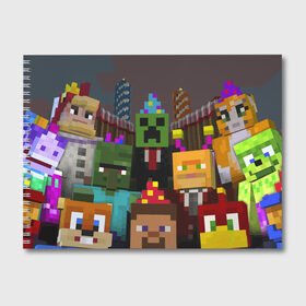 Альбом для рисования с принтом MINECRAFT в Ухте, 100% бумага
 | матовая бумага, плотность 200 мг. | color | game | heroes | minecraft | герой | игра | цвет