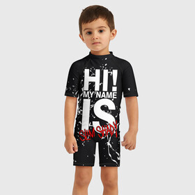 Детский купальный костюм 3D с принтом EMINEM в Ухте, Полиэстер 85%, Спандекс 15% | застежка на молнии на спине | eminem | rap | актёр | американский рэпер | композитор | маршалл | продюсер | рэп | рэпер | эминем