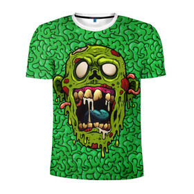 Мужская футболка 3D спортивная с принтом Зомби в Ухте, 100% полиэстер с улучшенными характеристиками | приталенный силуэт, круглая горловина, широкие плечи, сужается к линии бедра | blood | diablo | haloween | horror | дьявол | зомби | кости | кровь | мозги | мясо | страшилка | ужасы | хеллоуин | хелоуин
