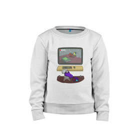 Детский свитшот хлопок с принтом AMONG US в Ухте, 100% хлопок | круглый вырез горловины, эластичные манжеты, пояс и воротник | among us | brawl stars | fall guys | game | impostor | steam | импостор | эмонг ас