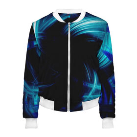 Женский бомбер 3D Неоновый вихрь: в Ухте, 100% полиэстер | застегивается на молнию, по бокам два кармана без застежек, мягкие манжеты, по низу бомбера и на воротнике — эластичная резинка | неон | неоновое завихрение | неоновый ветер | неоновый вихрь