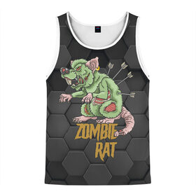 Мужская майка 3D с принтом Zombie Rat в Ухте, 100% полиэстер | круглая горловина, приталенный силуэт, длина до линии бедра. Пройма и горловина окантованы тонкой бейкой | Тематика изображения на принте: blood | diablo | haloween | horror | дьявол | зомби | кости | кровь | мозги | мясо | страшилка | ужасы | хеллоуин | хелоуин