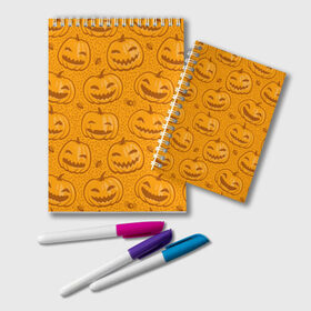 Блокнот с принтом Halloween в Ухте, 100% бумага | 48 листов, плотность листов — 60 г/м2, плотность картонной обложки — 250 г/м2. Листы скреплены удобной пружинной спиралью. Цвет линий — светло-серый
 | Тематика изображения на принте: 31 октября | halloween | halowen | ведьма | день всех святых | джек | костюм | кровь | лого | монстр | надпись | праздник | приведение | призрак | светильник | символ | страшная | тыква | ужасы | хеллоуин | хеллуин