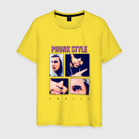 Мужская футболка хлопок с принтом Phonk Style THRILL в Ухте, 100% хлопок | прямой крой, круглый вырез горловины, длина до линии бедер, слегка спущенное плечо. | Тематика изображения на принте: 1990 | asap | beast | ghostmane | gucci | hype | ill biz | mane | memphis | mercury | mob | money | music | rapping | retrograde | rolle | scrim | style | youtube | баттл | мемфис | мода | музыка | реп | рэп | стиль | тренд | тренды | трилл | 